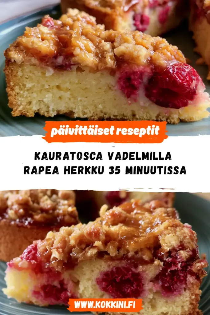kauratosca vadelmilla reseptikuva valmiista annoksesta