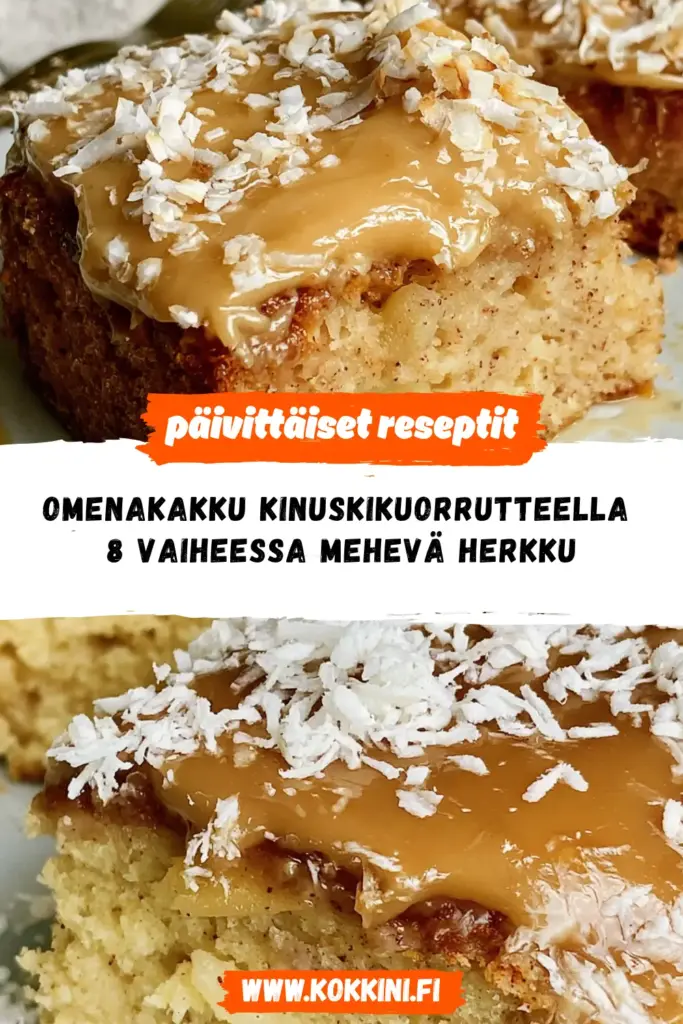 omenakakku kinuskikuorrutteella reseptikuva valmiista annoksesta