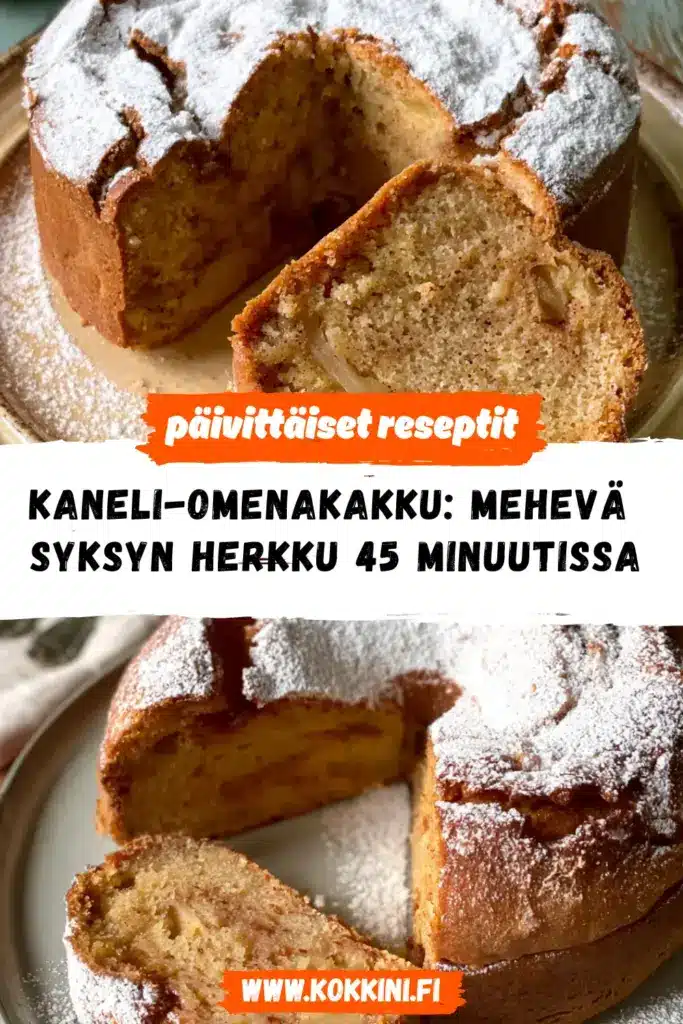 kaneli-omenakakku reseptikuva valmiista annoksesta
