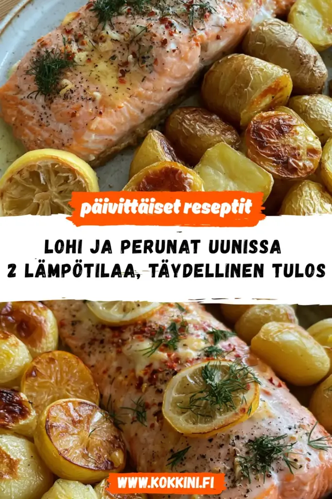 Lohi ja perunat uunissa reseptikuva valmiista annoksesta