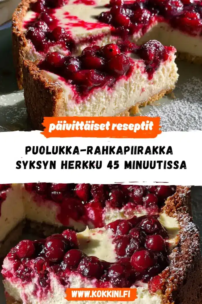 puolukka-rahkapiirakka reseptikuva valmiista annoksesta