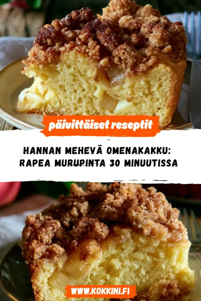 Hannan mehevä omenakakku reseptikuva valmiista annoksesta
