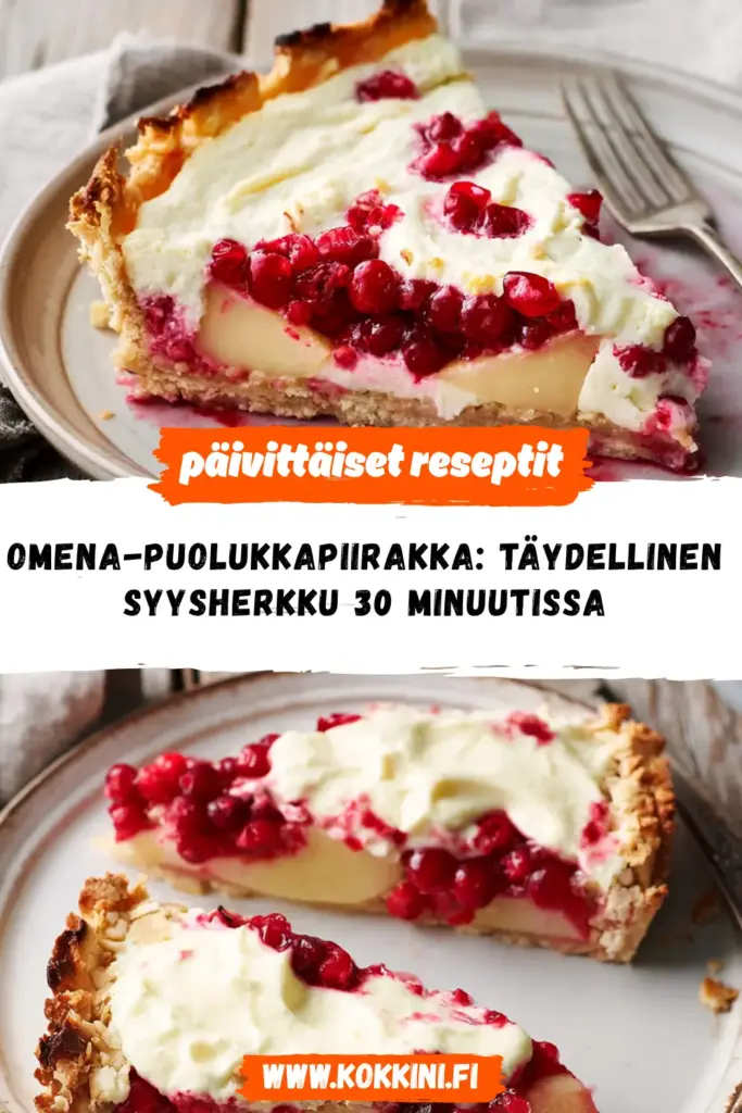 omena-puolukkapiirakka reseptikuva valmiista annoksesta