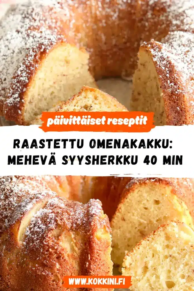 raastettu omenakakku reseptikuva valmiista annoksesta