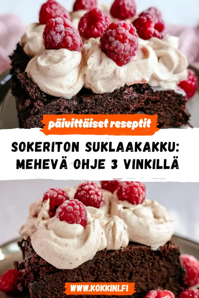 sokeriton suklaakakku reseptikuva valmiista annoksesta