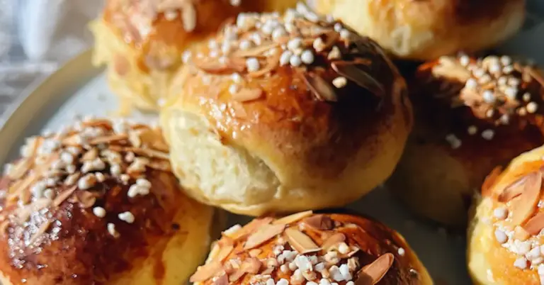 Pehmeät ja herkulliset kotitekoiset pullat raesokerilla koristeltuna